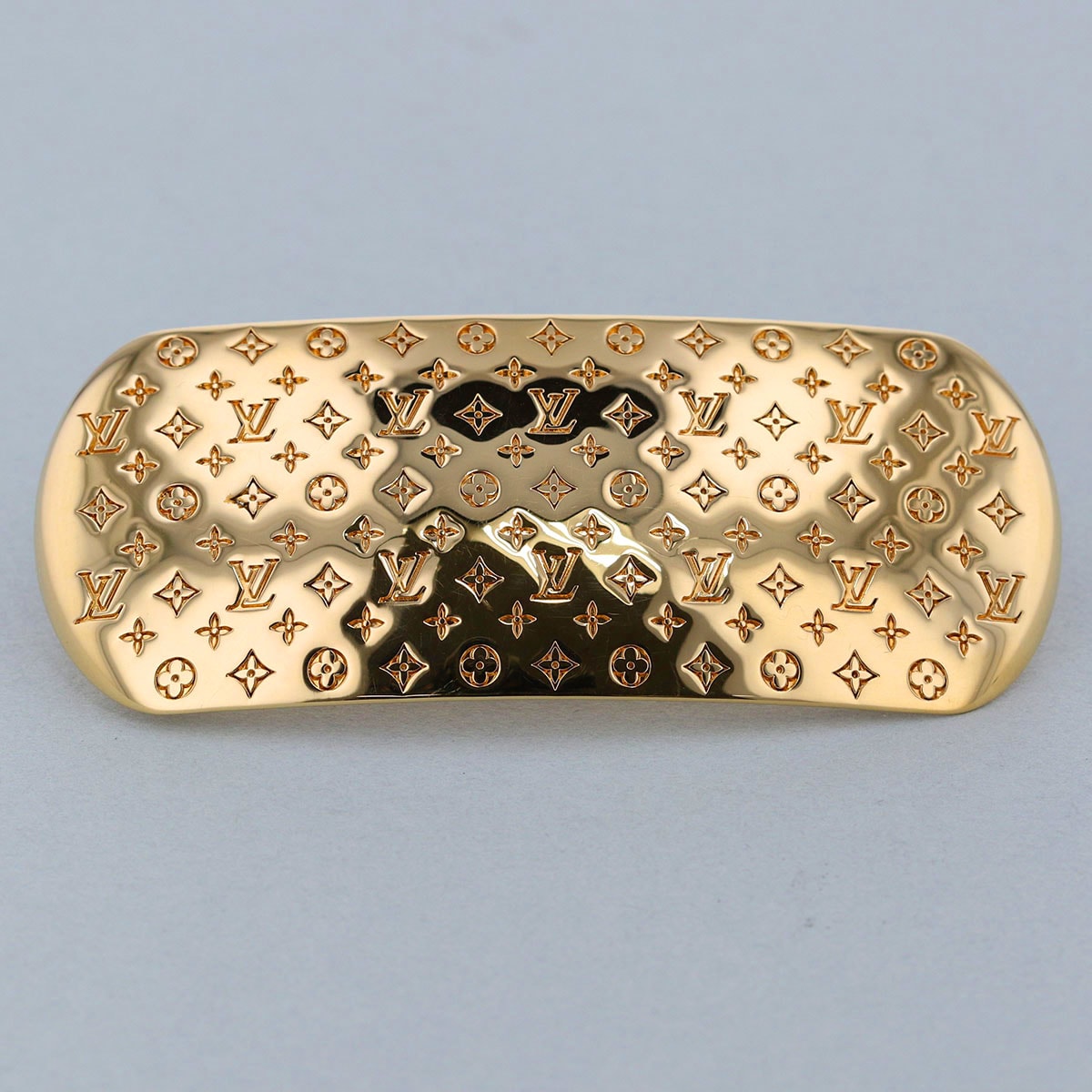 【値下げ】LOUIS VUITTON ルイ・ヴィトン バレッタ ナノグラム バレッタ M80277 メタル ゴールド  レディース【中古】