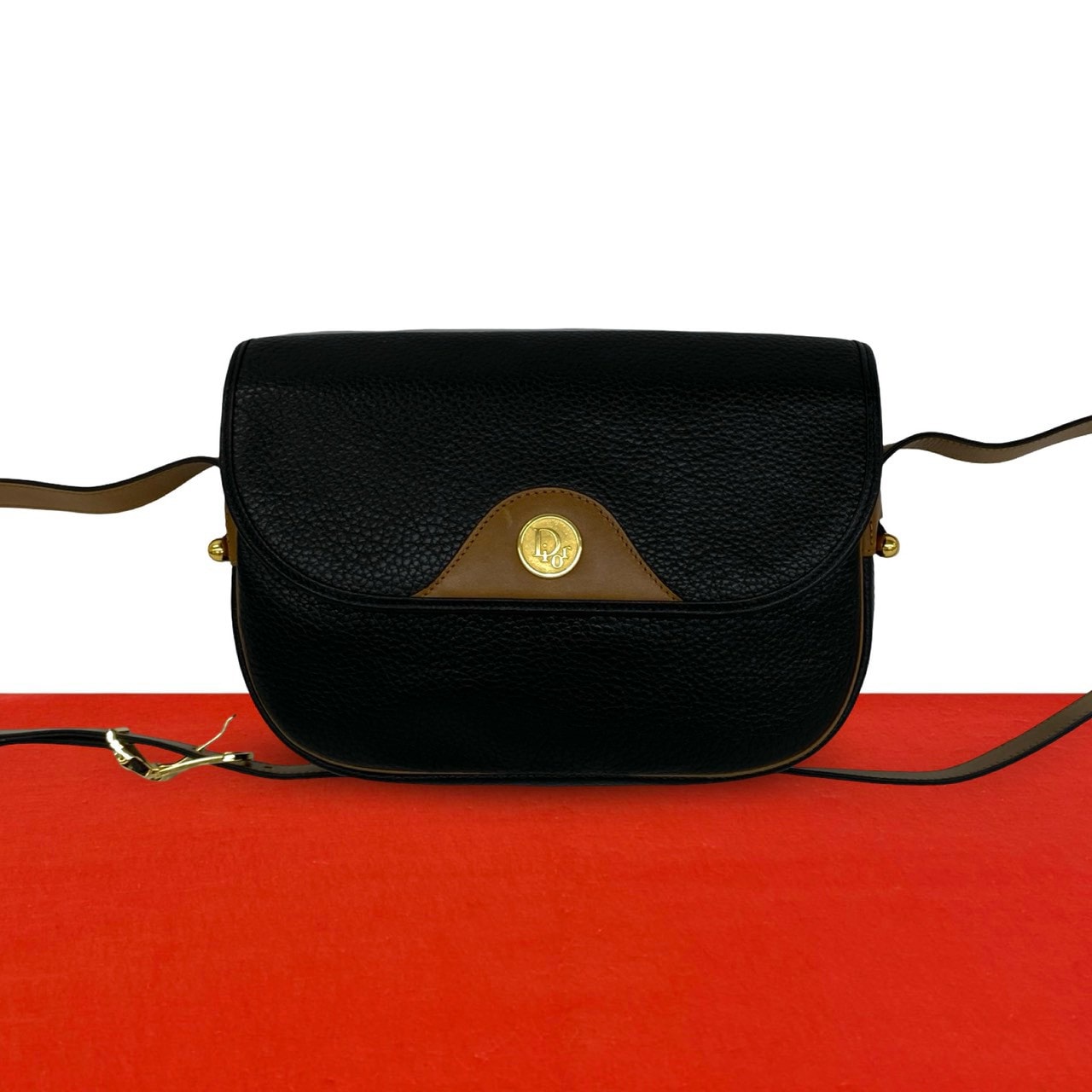 Christian Dior ディオール ロゴ 金具 レザー ショルダーバッグ ブラック
 97825