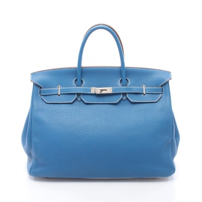 エルメス HERMES バーキン40 ヴェルソ ハンドバッグ バッグ レザー トリヨンクレマンス トリヨンクレマンス ミコノス □O刻印(2011年製造) レディース ブルー系 / ホワイト系 【中古】