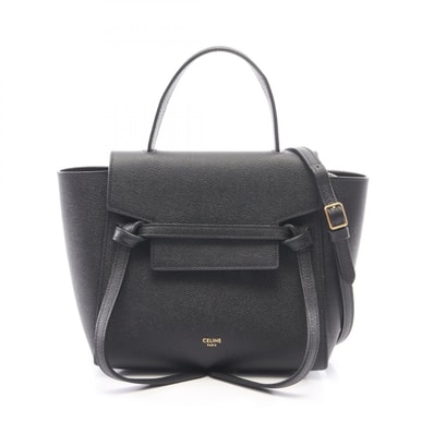 セリーヌ CELINE BELT BAG NANO ベルトバッグ ナノ 2WAY ハンドバッグ バッグ レザー レディース ブラック系 【中古】