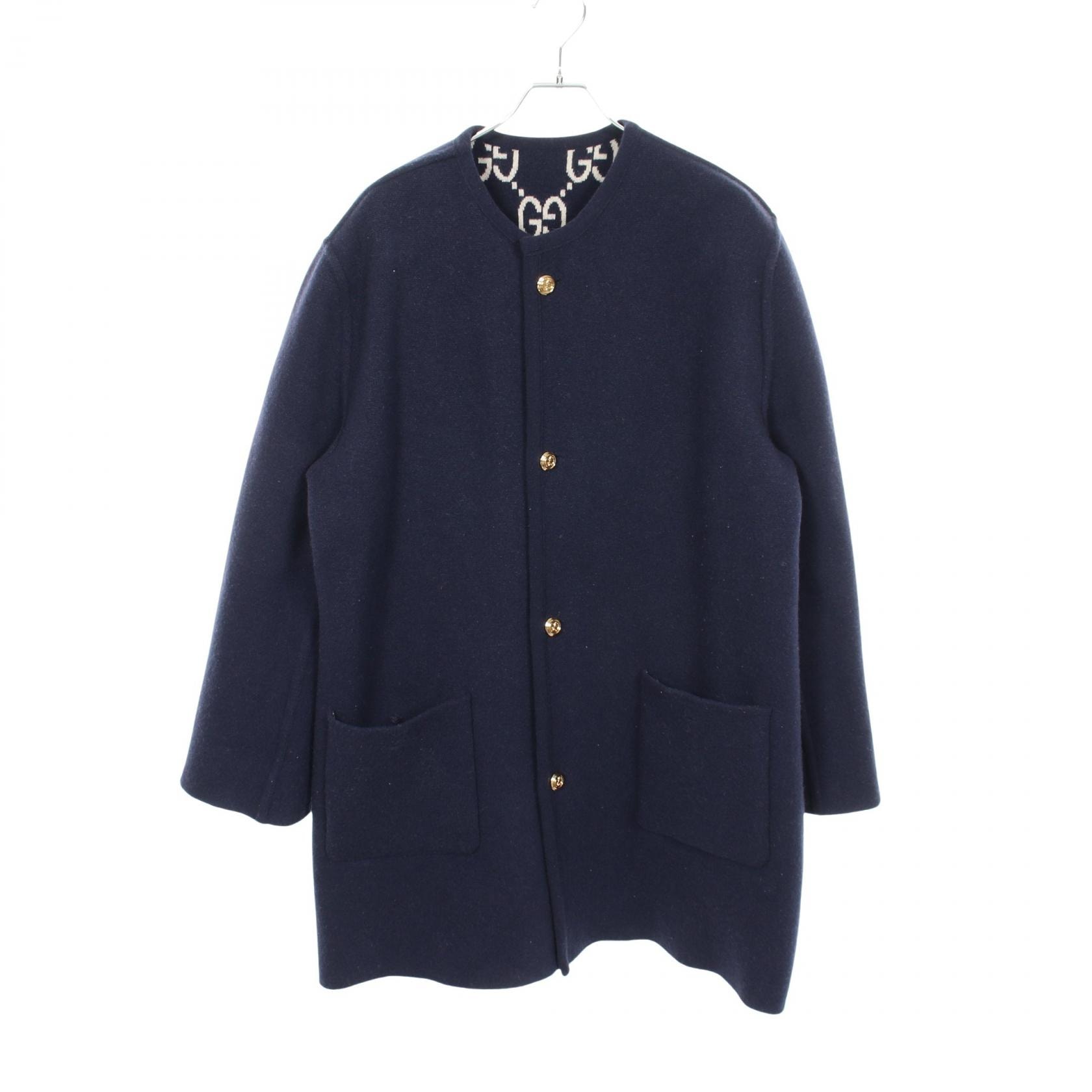 グッチ GUCCI GGジャガード リバーシブル カーディガン 衣料品 トップス ウール レディース ネイビー系 773902 【中古】