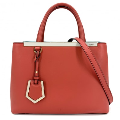 FENDI フェンディ 2WAY プチトゥージュール ショルダーバッグ ハンドバッグ 肩掛け 斜め掛け 8BH253 レザー オレンジ ライトブルー ゴールド金具 レディース【中古品】