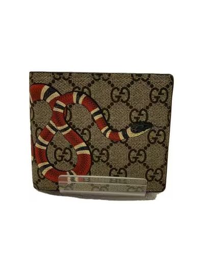 GUCCI Kingsnake Print GG Supreme Coin Wallet "Beige/Ebony"