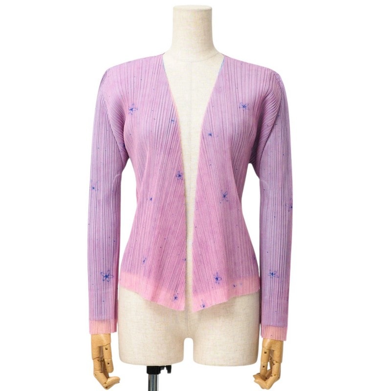■美品■PLEATS PLEASE ISSEY MIYAKE プリーツプリーズ イッセイミヤケ カーディガン サイズ3 プリーツ トップス 花柄 ボタンレス【おすすめ】 ブランド古着【中古】20241217/RA2700