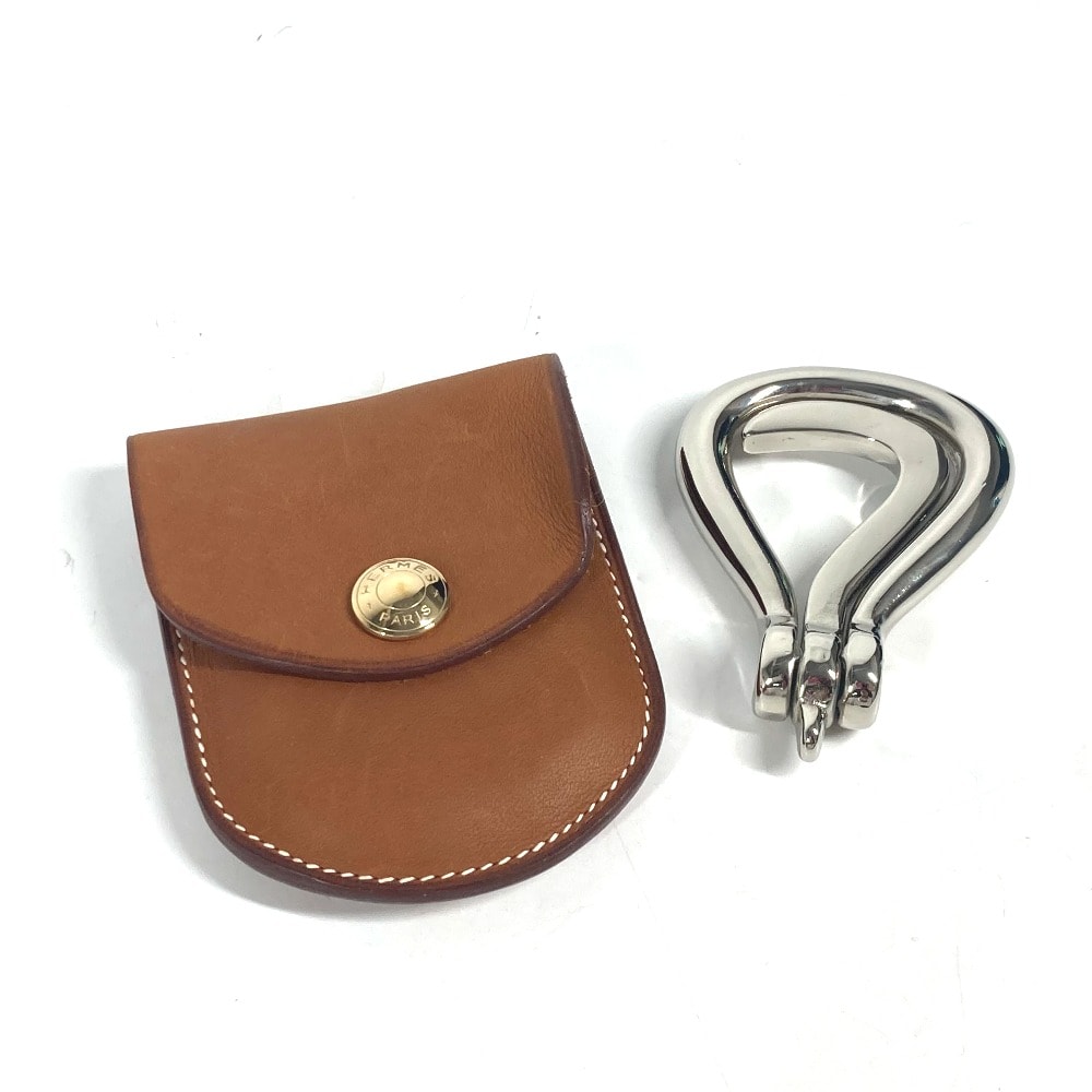 エルメス HERMES フーフピック ETUI CUIR PIEDS エディキュイール ピエ ブーツフック 鉄爪 馬具 ケース付き 雑貨 メタル シルバー 未使用