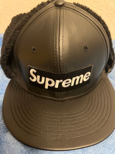 Supreme Leather Earflap Box Logo New Era "Black"