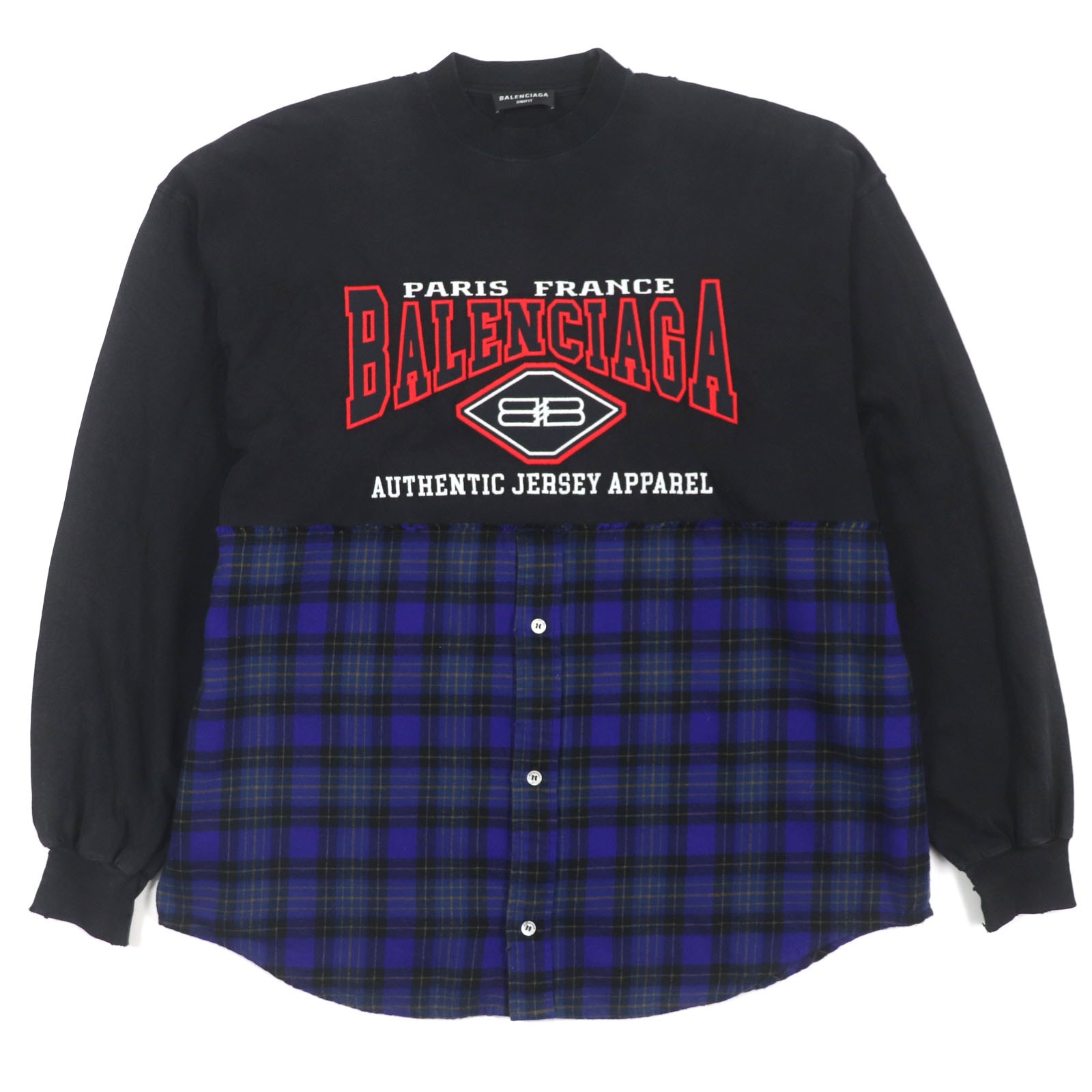 美品 バレンシアガ
 長袖Tシャツ B AUTHENTIC PATCHED ブラック ブルー メンズ L 698227