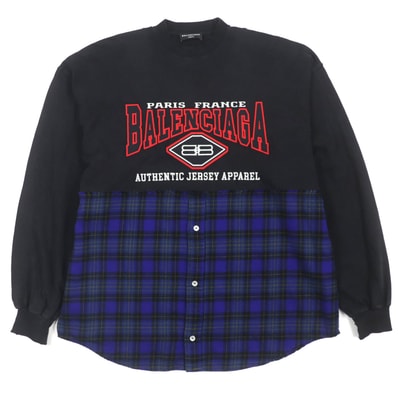 美品 バレンシアガ
長袖Tシャツ B AUTHENTIC PATCHED ブラック ブルー メンズ L 698227