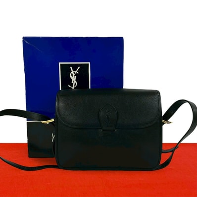 YVES SAINT LAURENT イヴ・サンローラン YSL ロゴ レザー ショルダーバッグ ブラック
26897