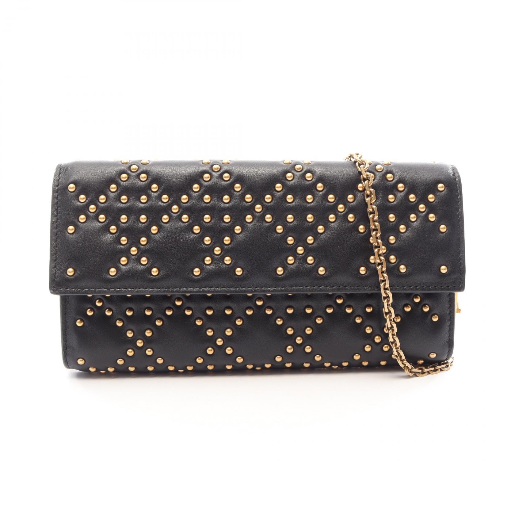 ディオール Dior カナージュ ショルダーバッグ バッグ レザー レディース ブラック系 【中古】