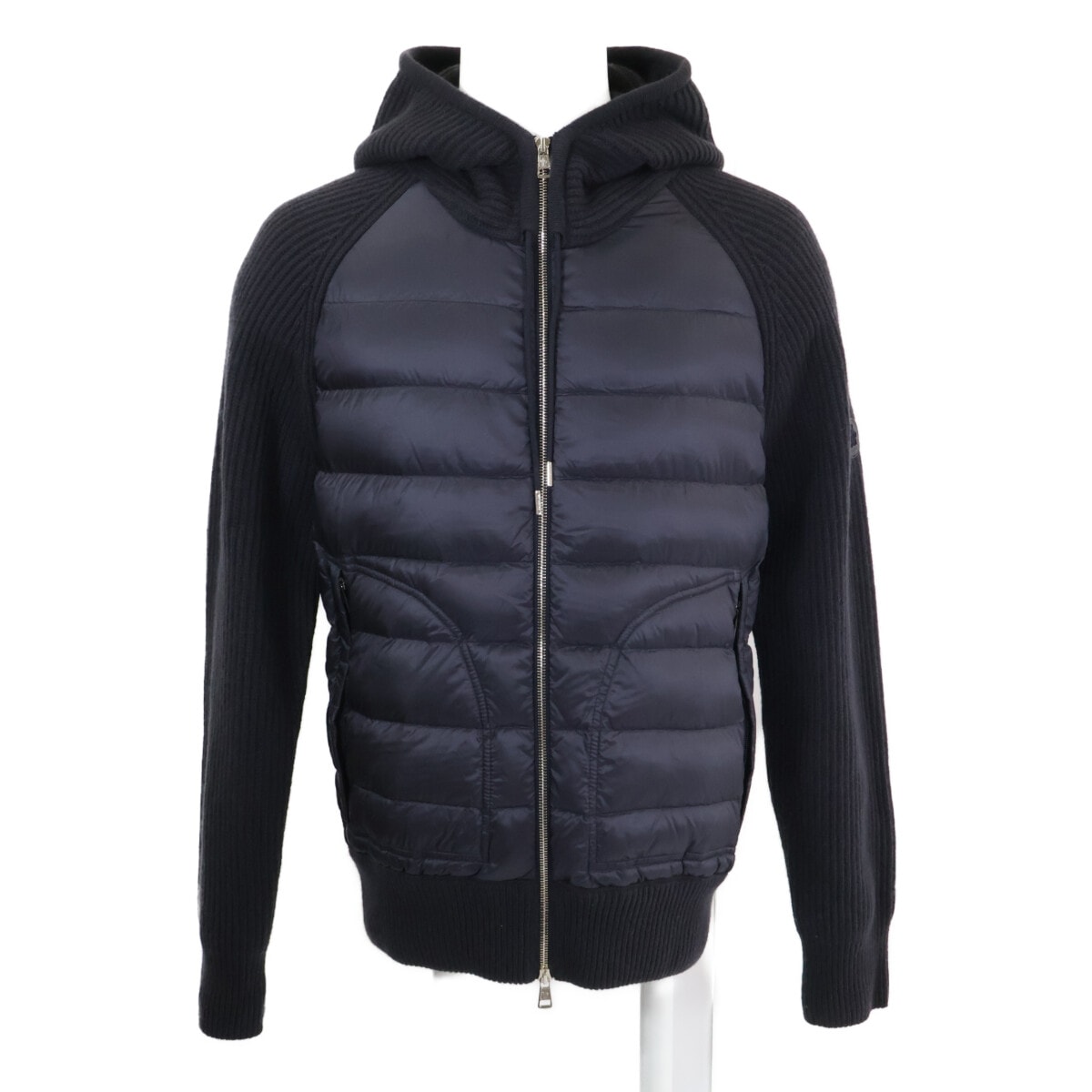 モンクレール 美品 CARDIGAN TRICOT ニット切替 フーディダウンジャケット M