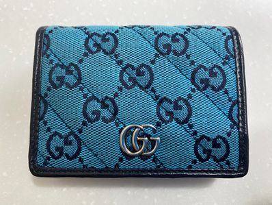 GUCCI GG Marmont Multicolor Case Wallet "Light Blue/Blue Canvas"