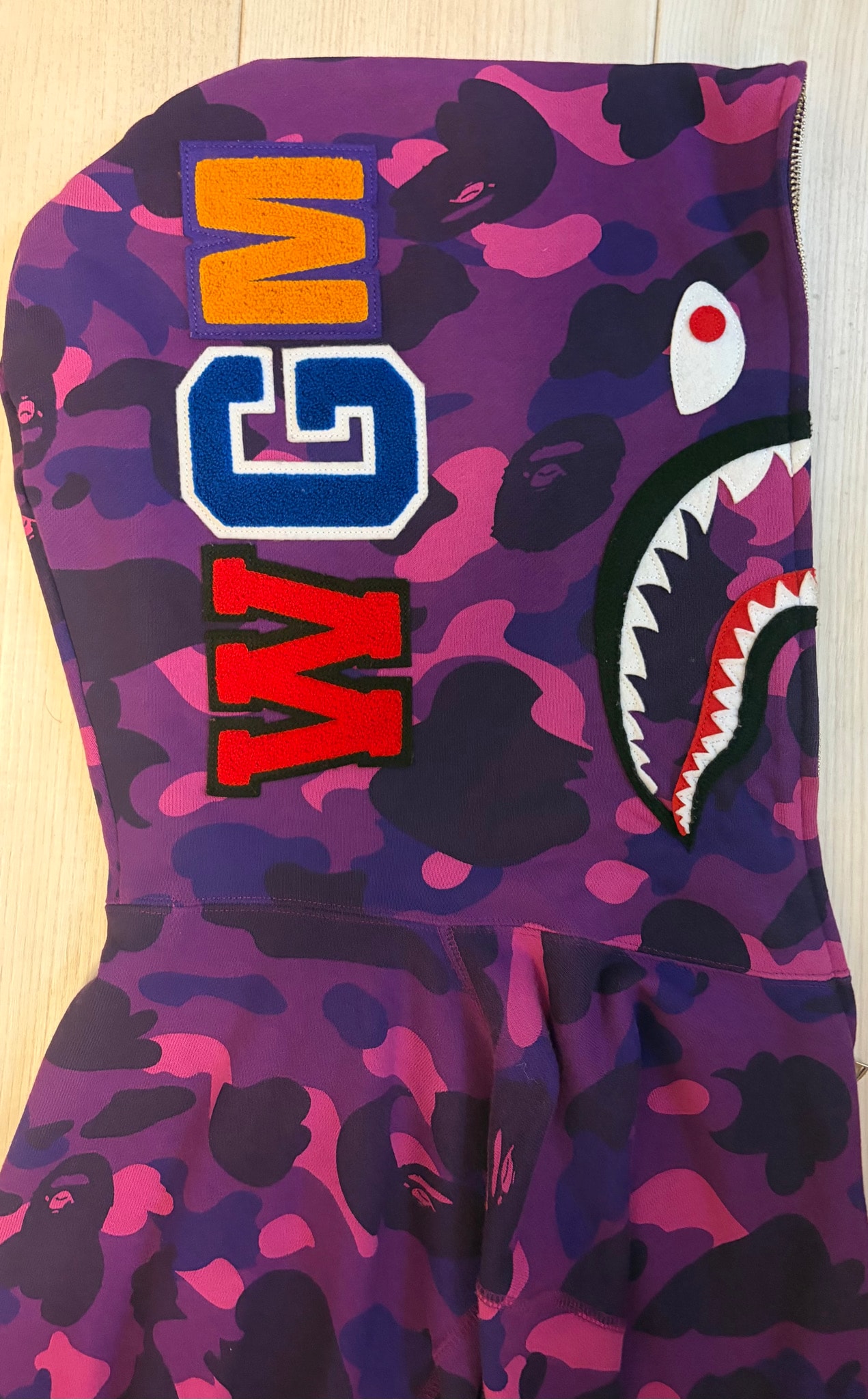 A BATHING APE Color Camo Shark Full Zip Hoodie "Purple"
