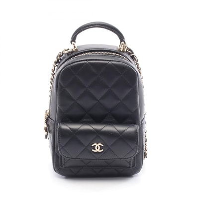 シャネル CHANEL マトラッセ リュックサック バックパック バッグ レザー レディース ブラック系 AP3753 【中古】