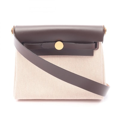 エルメス HERMES エールバッグジップ ミニ ショルダーバッグ バッグ キャンバス レザー トワルアッシュ / ヴァッシュハンター トワルアッシュ エクリュ K刻印(2025年製造) レディース ベージュ系 / ブラウン系 / エベンヌ 【中古】