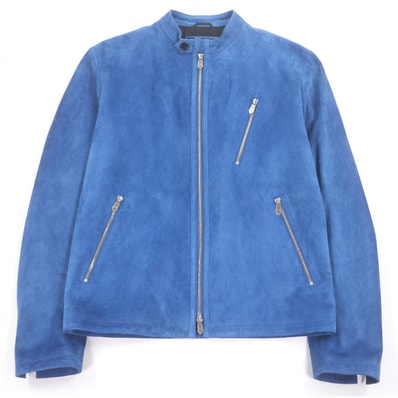 美品 エルメス レザージャケット ブルー メンズ 48