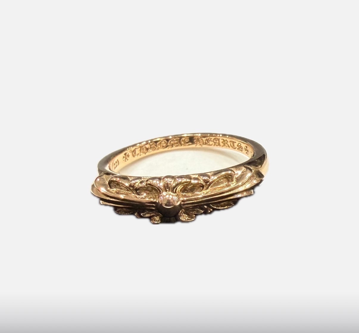 Chrome Hearts 22K Baby Classic Floral Cross Ring "Yellow Gold"