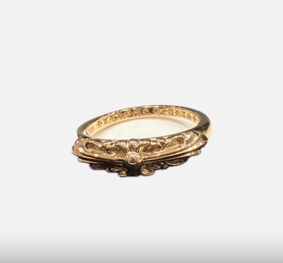 Chrome Hearts 22K Baby Classic Floral Cross Ring "Yellow Gold"