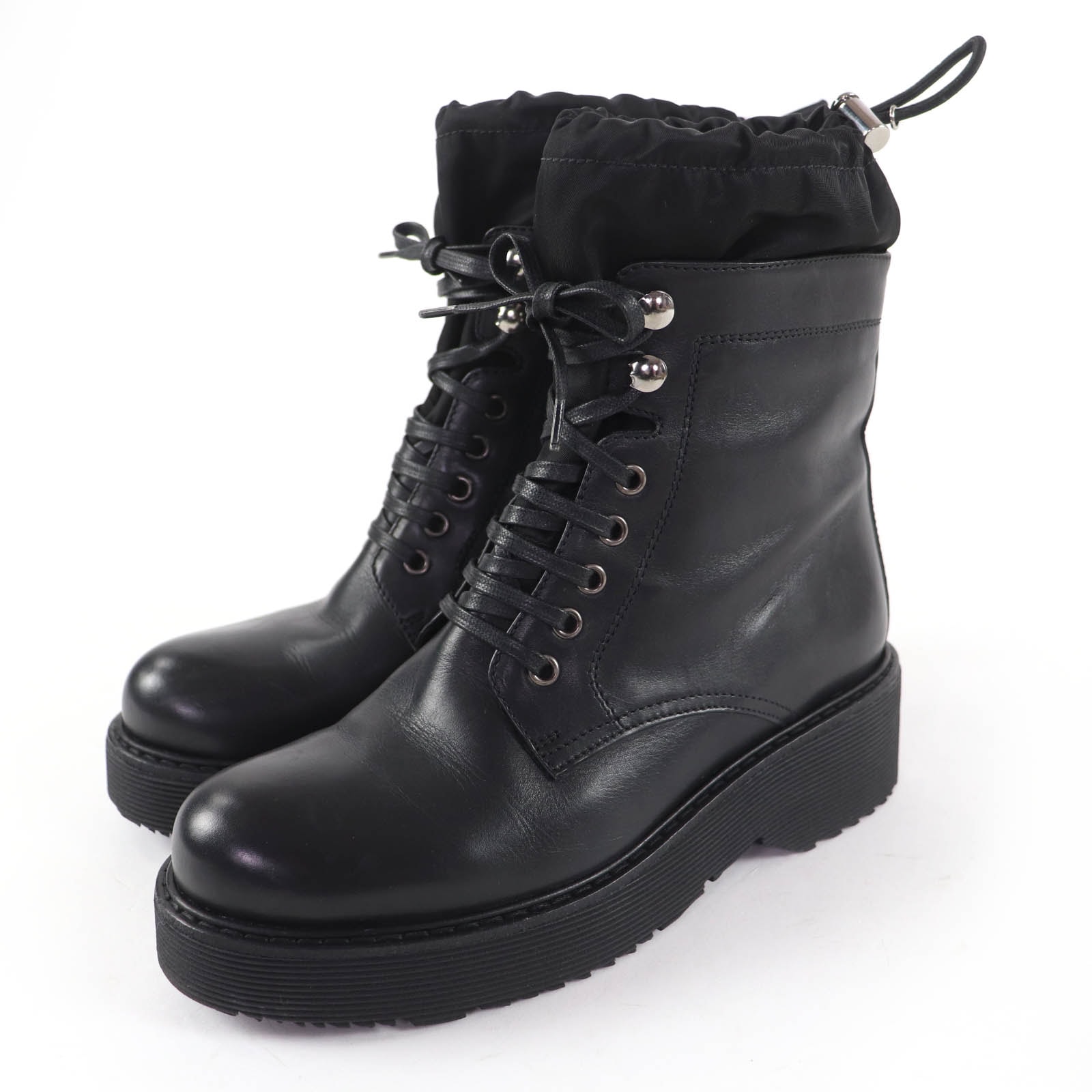 美品 プラダ ショートブーツ ブラック レディース 36 6101