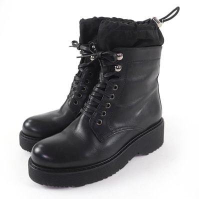 美品 プラダ ショートブーツ ブラック レディース 36 6101