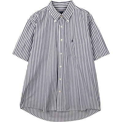 古着 ラルフローレン Ralph Lauren POLO by Ralph Lauren CUSTOM FIT 半袖 ボタンダウン ストライプシャツ メンズXL相当/eaa644832