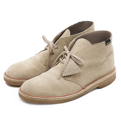 SALE【極美品】Clarks ORIGINALs クラークス オリジナルズ デザートブーツ サイズ EU 42.5・UK 8.5G メンズ ロゴ GORE-TEX ゴアテックス スウェード クレープソール チャッカ 靴 箱付属 サンドベージュ ベトナム製
