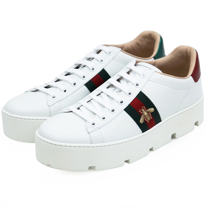 【S様専用・新品同様】GUCCI グッチ ローカットスニーカー サイズ 41.5 メンズ ACE エース シェリーライン BEE シューズ 靴 箱・袋付属 ホワイト 白 577573