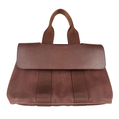 エルメス HERMES ハンドバッグ ヴァルパライソPM コットン/レザー ブラウン レディース【中古】 z8812