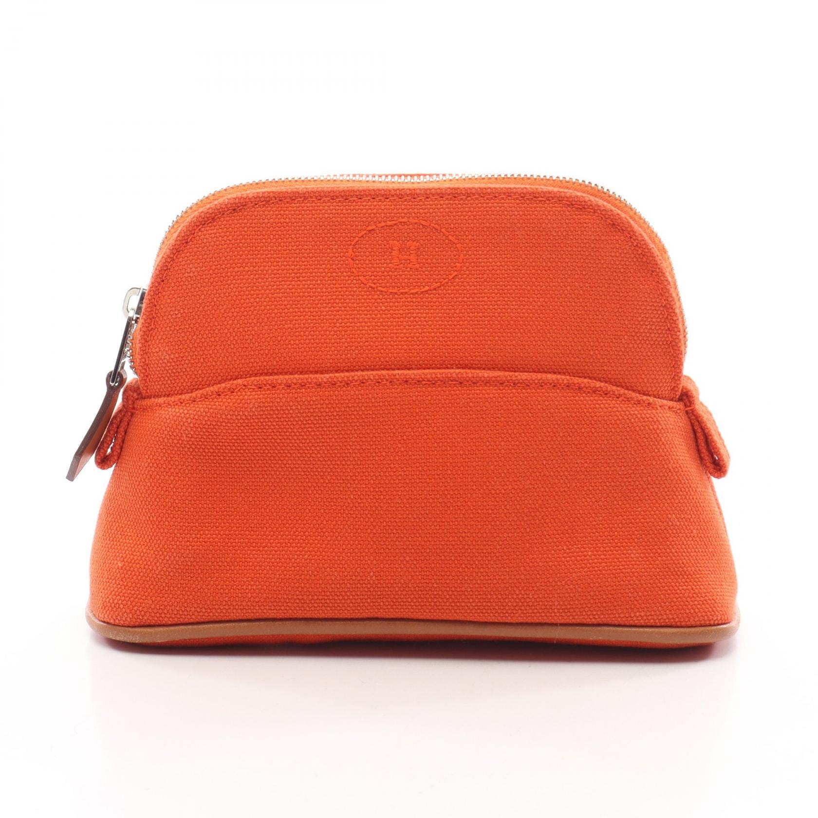 エルメス HERMES ボリードポーチ15 ミニミニ オランジュ フー ポーチ バッグ キャンバス オレンジ レディース オレンジ系 H104772M 02 【中古】