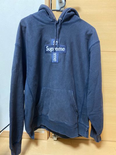 Supreme Cross Box Logo Hooded Sweatshirt "Navy"