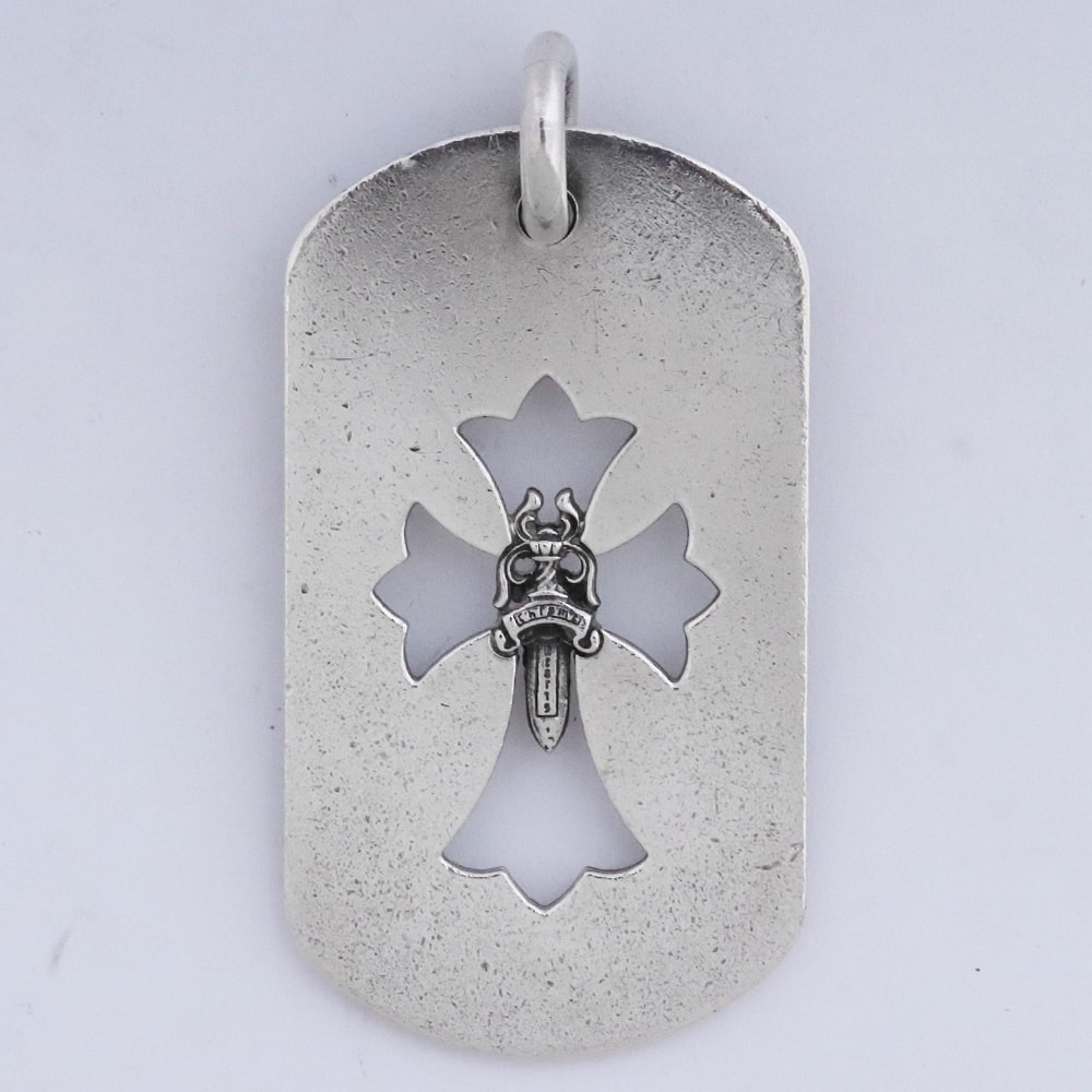 Chrome Hearts Dog Tag L Cross Dagger "Silver"