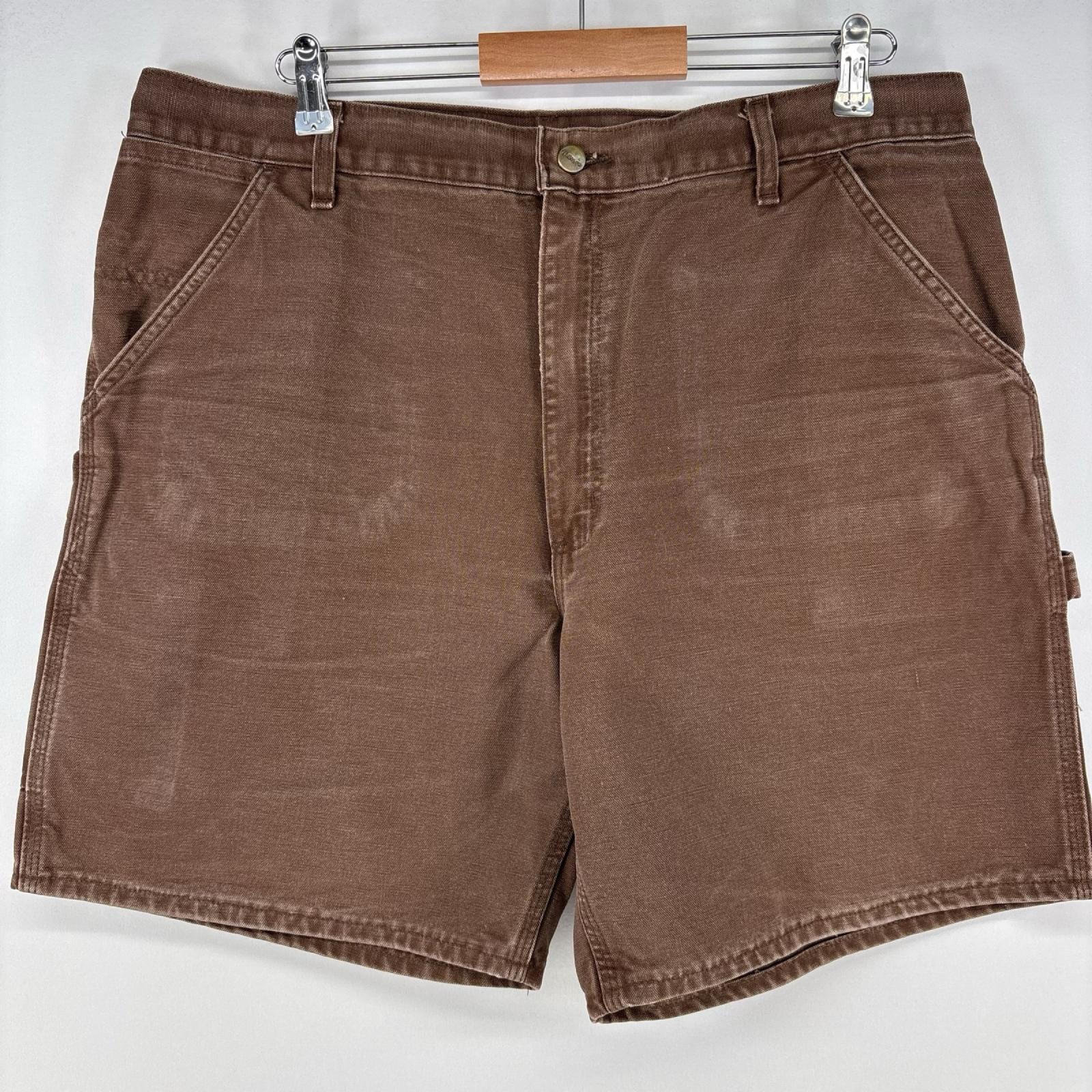 古着 カーハート Carhartt ダック ショートパンツ ワーク ジップ ペインター ワンポイントロゴ ハーフパンツ ブラウン メンズ