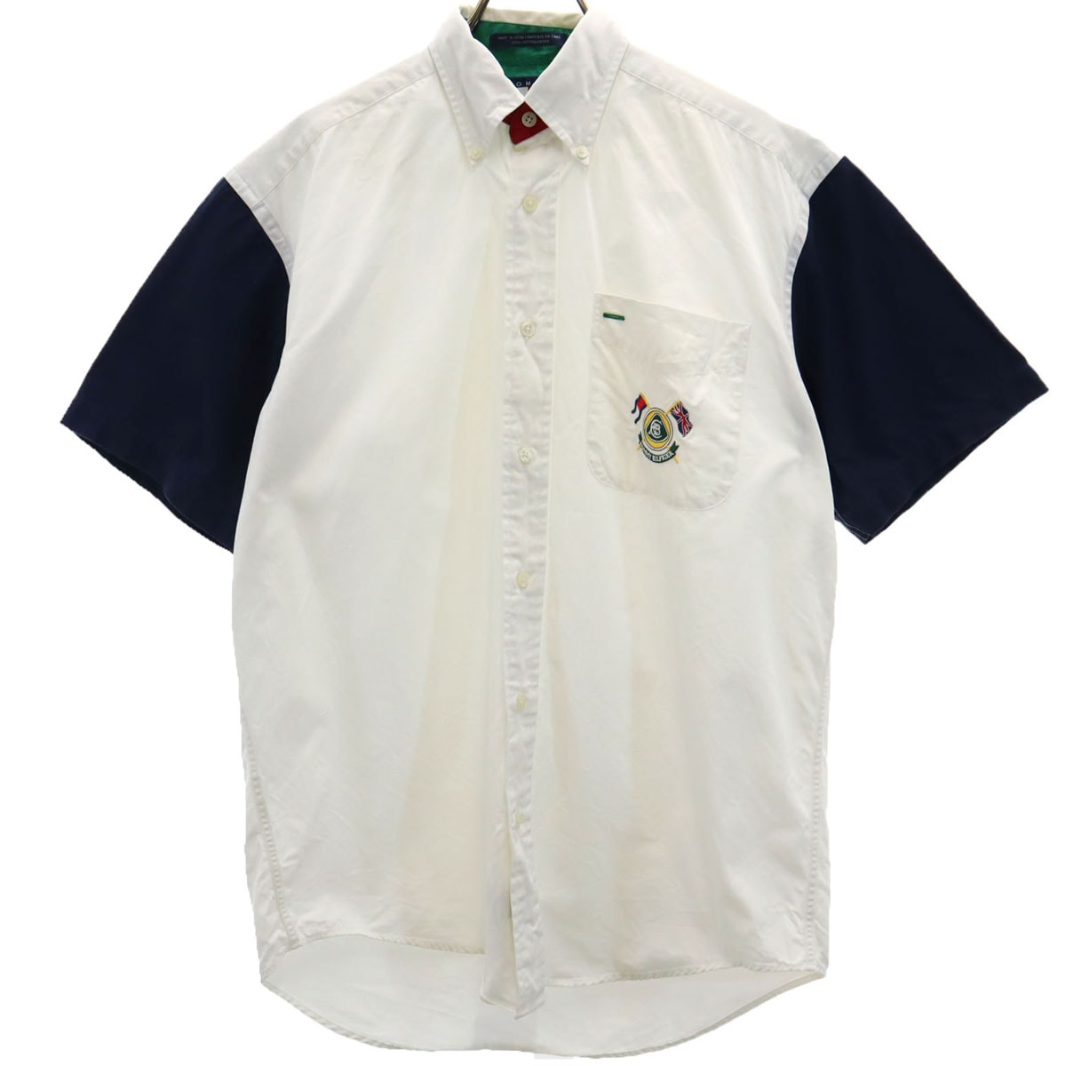 TOMMY HILFIGER トミーヒルフィガー 90s オールド 半袖 ボタンダウンシャツ S オフホワイト