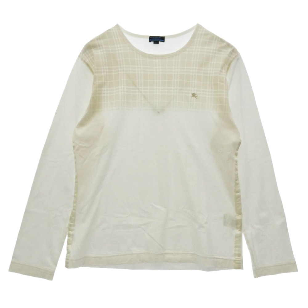 BURBERRY BLUE LABEL バーバリーブルーレーベル チェック切替 長袖 Tシャツ ホワイト系 L【中古】