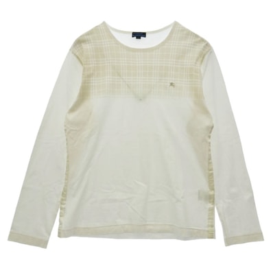 BURBERRY BLUE LABEL バーバリーブルーレーベル チェック切替 長袖 Tシャツ ホワイト系 L【中古】