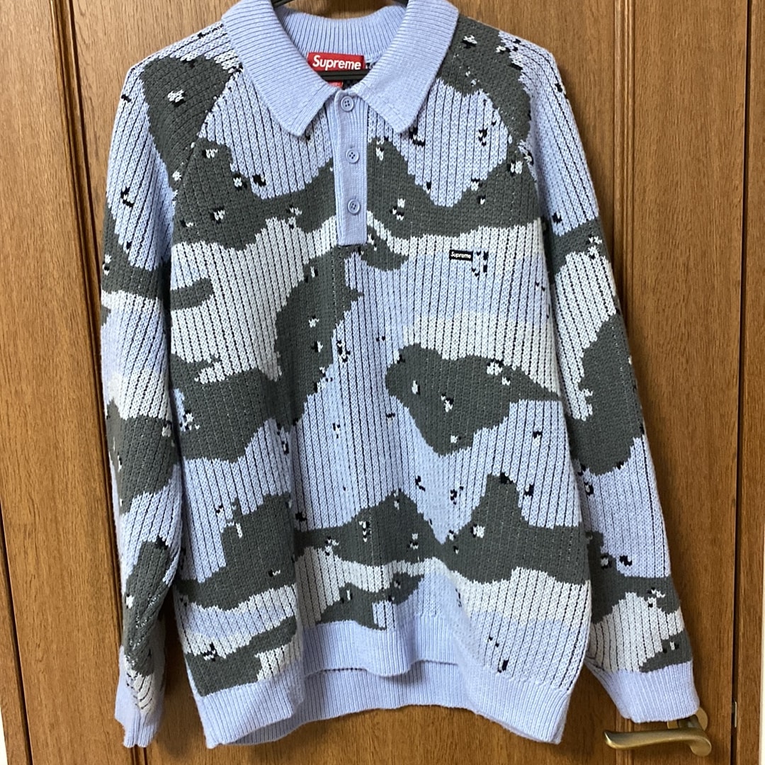 Supreme Small Box Polo Sweater "Blue Camo"