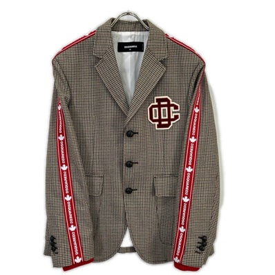 ディースクエアード S74BN1007 20年製 ベージュ テープディテール ハウンドトゥースブレザー テーラードジャケット 48