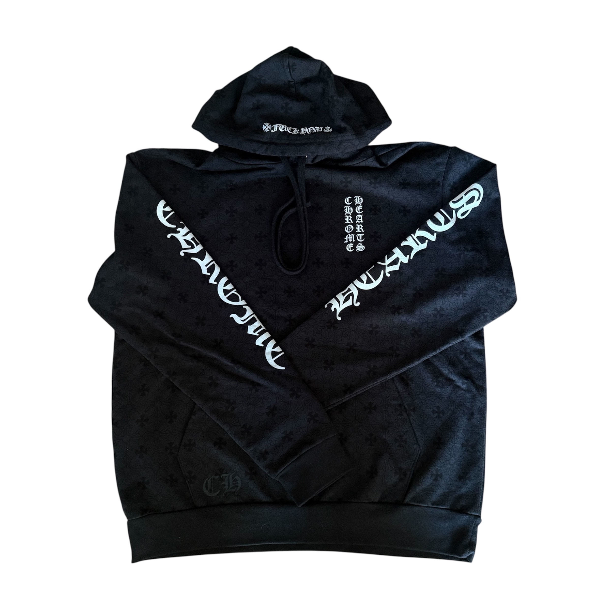 Chrome Hearts CH Plus All Over Print Horseshoe Hoodie "Black"