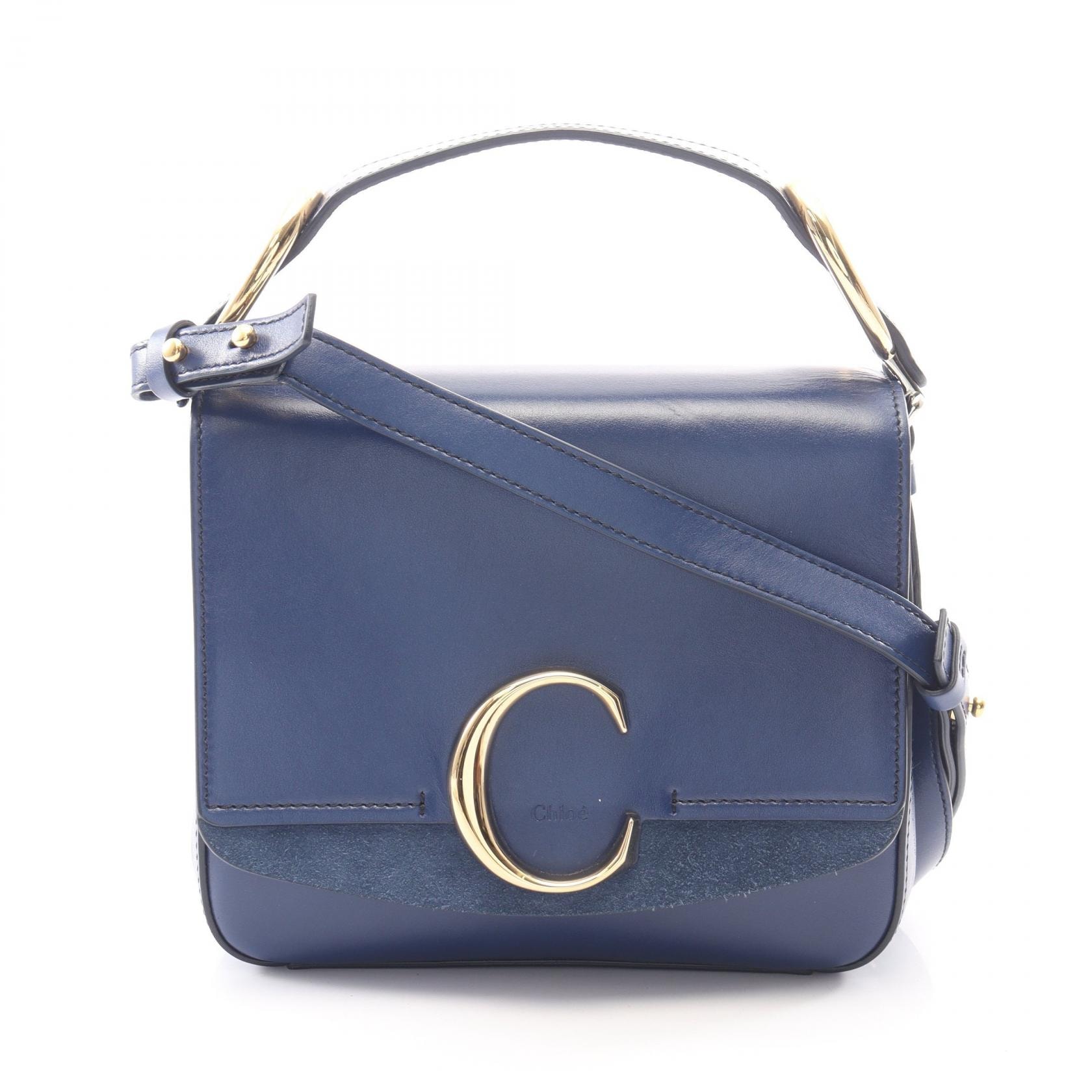 クロエ Chloe クロエC 2WAY ハンドバッグ バッグ レザー スウェード レディース ブルー系 【中古】