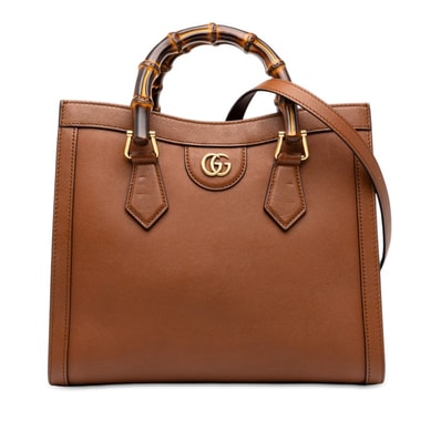 グッチ バンブー ダイアナ スモール ハンドバッグ ショルダーバッグ 2WAY 660195 ブラウン レザー レディース GUCCI 中古