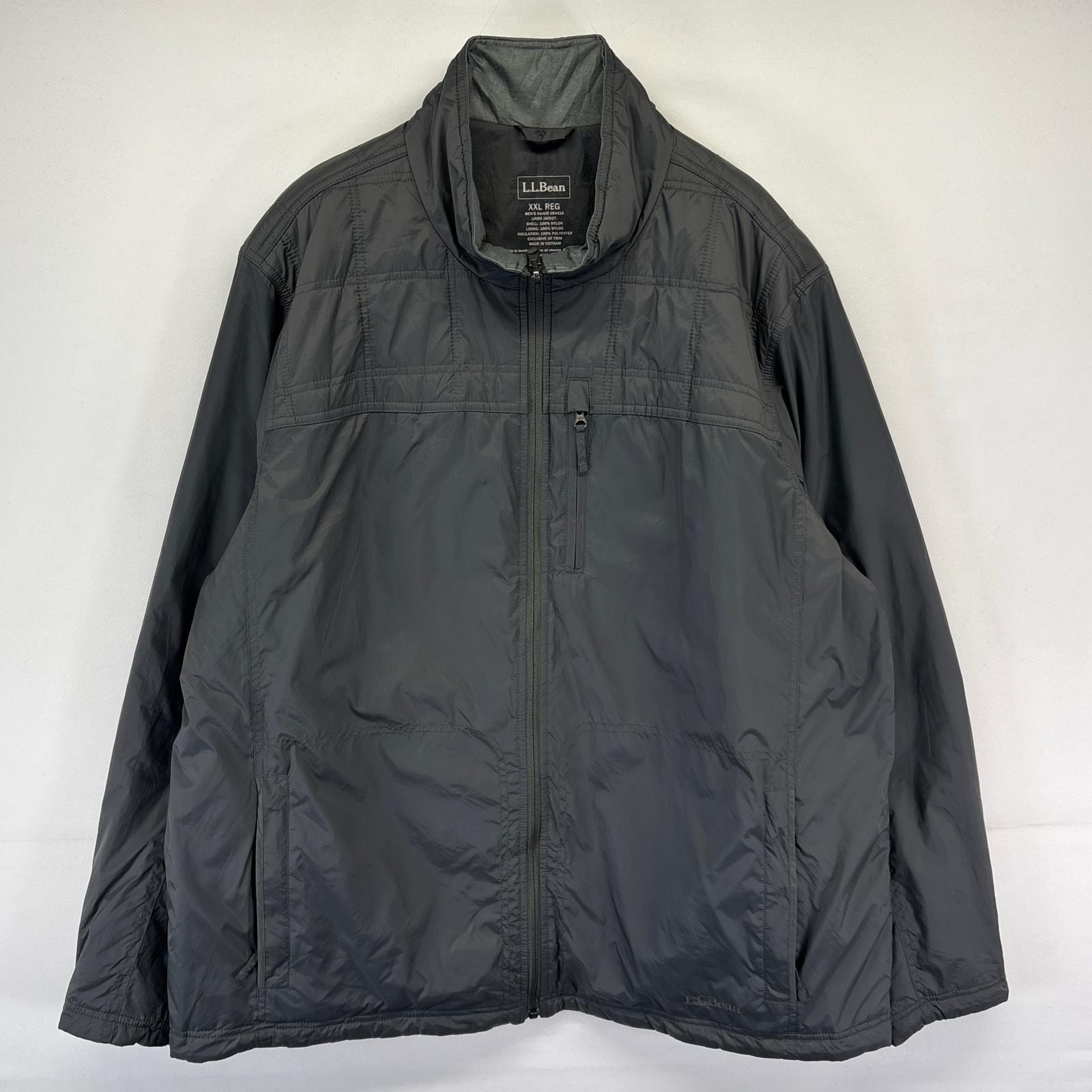 古着 エルエルビーン L.L.Bean ジャケット フルジップ 胸ポケット 大きいサイズ ワンポイントロゴ 2XL  グレー系 メンズ