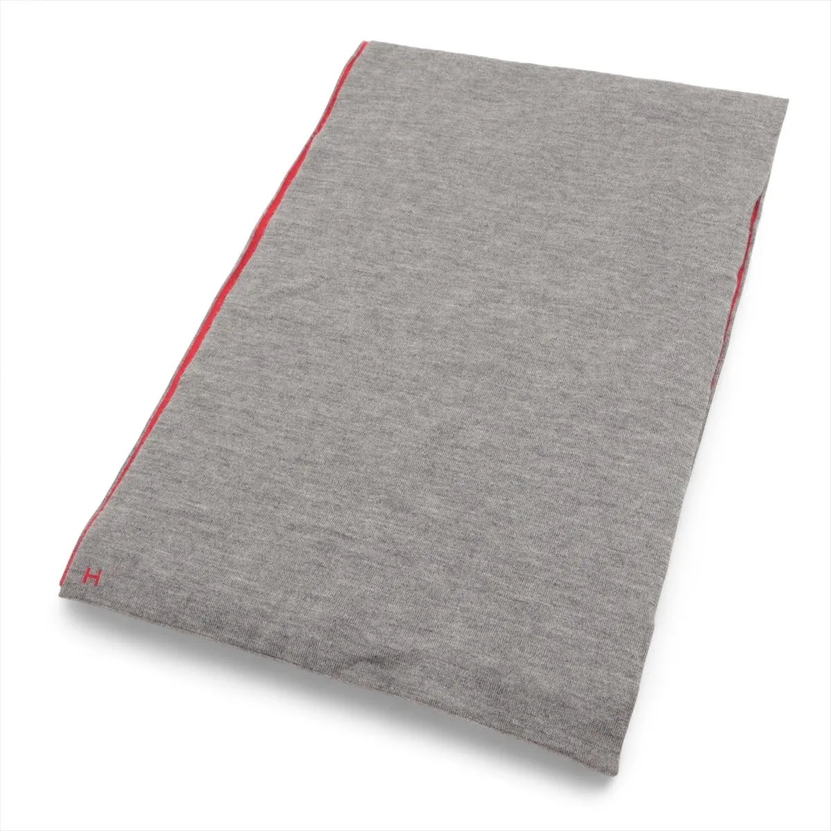 ■美品 エルメス Hロゴ カシシル カシミヤ シルク グレー レッド