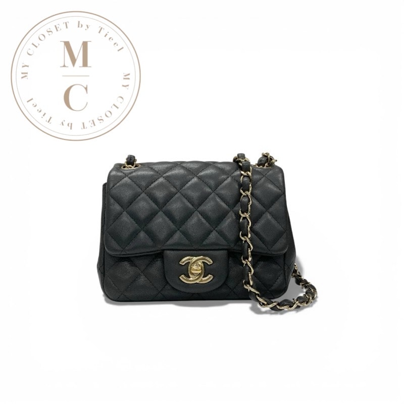 シャネル CHANEL バッグ ショルダーバッグ グレー ゴールド ミニマトラッセ ココマーク ターンロック シングルフラップ