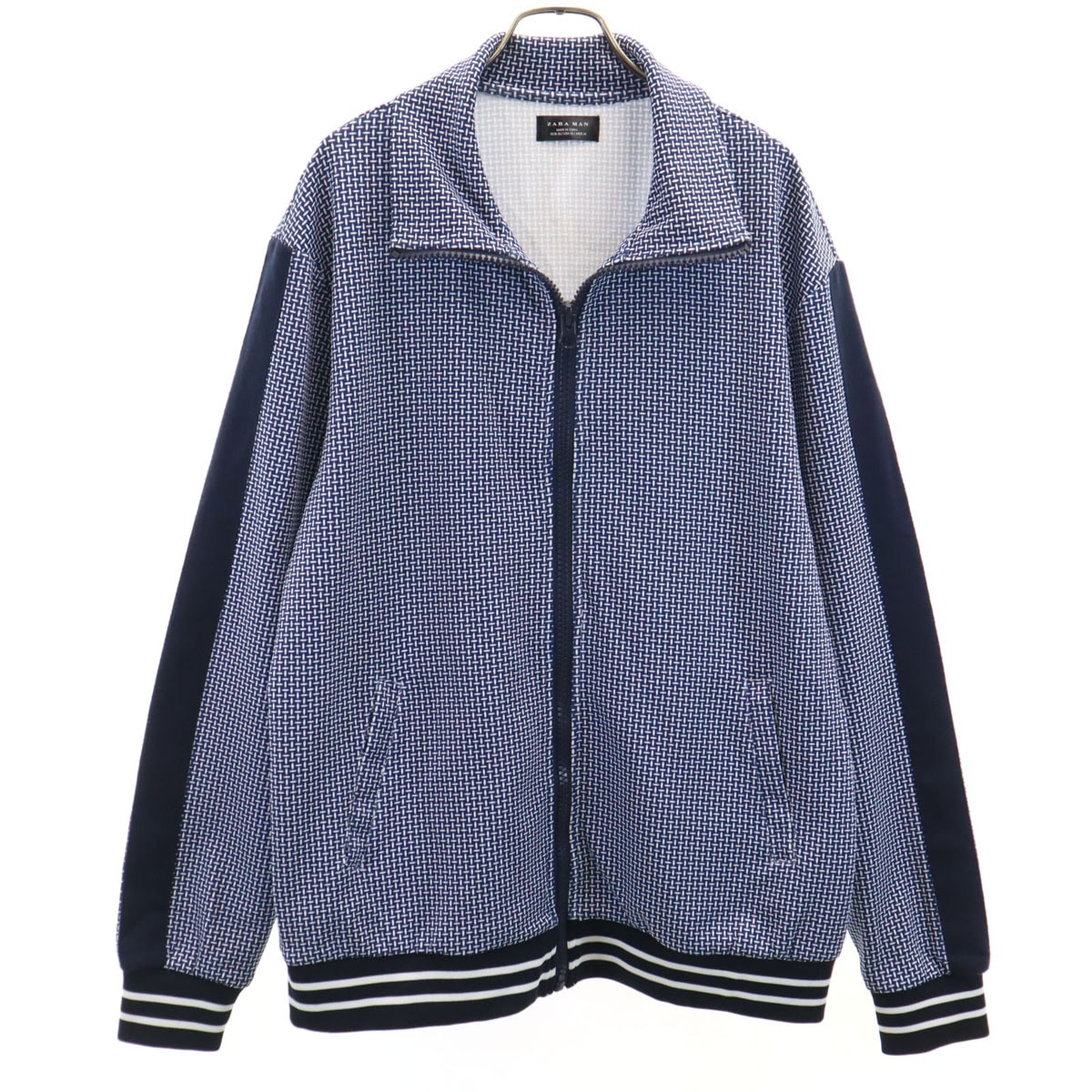 美品 ZARA MAN ザラマン 総柄 トラックジャケット XL ネイビー ジャージ