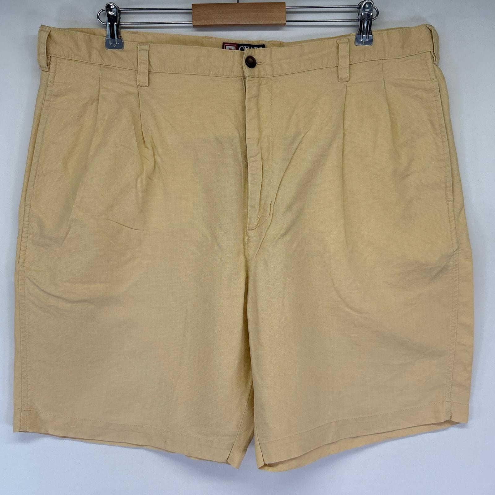 古着 チャップスラルフローレン CHAPS RALPHLAUREN ショートパンツ ハーフ 半ズボン 短パン リネン ワンポイント ツータック w40 イエロー系 メンズ