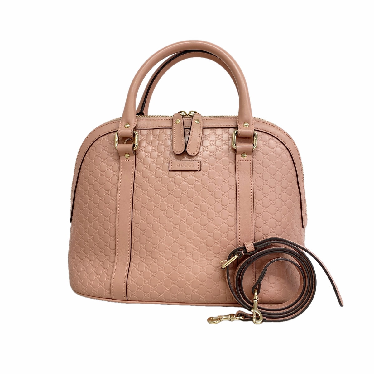 【6kd3623】グッチ ハンドバッグ マイクログッチシマ 449663 レザー ピンク シャンパンゴールド金具 2wayバッグ【中古】レディース