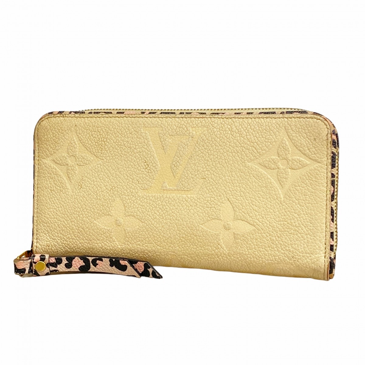 【6dc2912-k】ルイヴィトン 長財布 モノグラム・アンプラント ワイルドアットハート ジッピーウォレット M80685 クレーム【中古】レディース