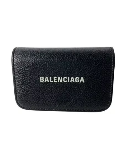 BALENCIAGA Cash Mini Wallet Grained Calfskin "Black"