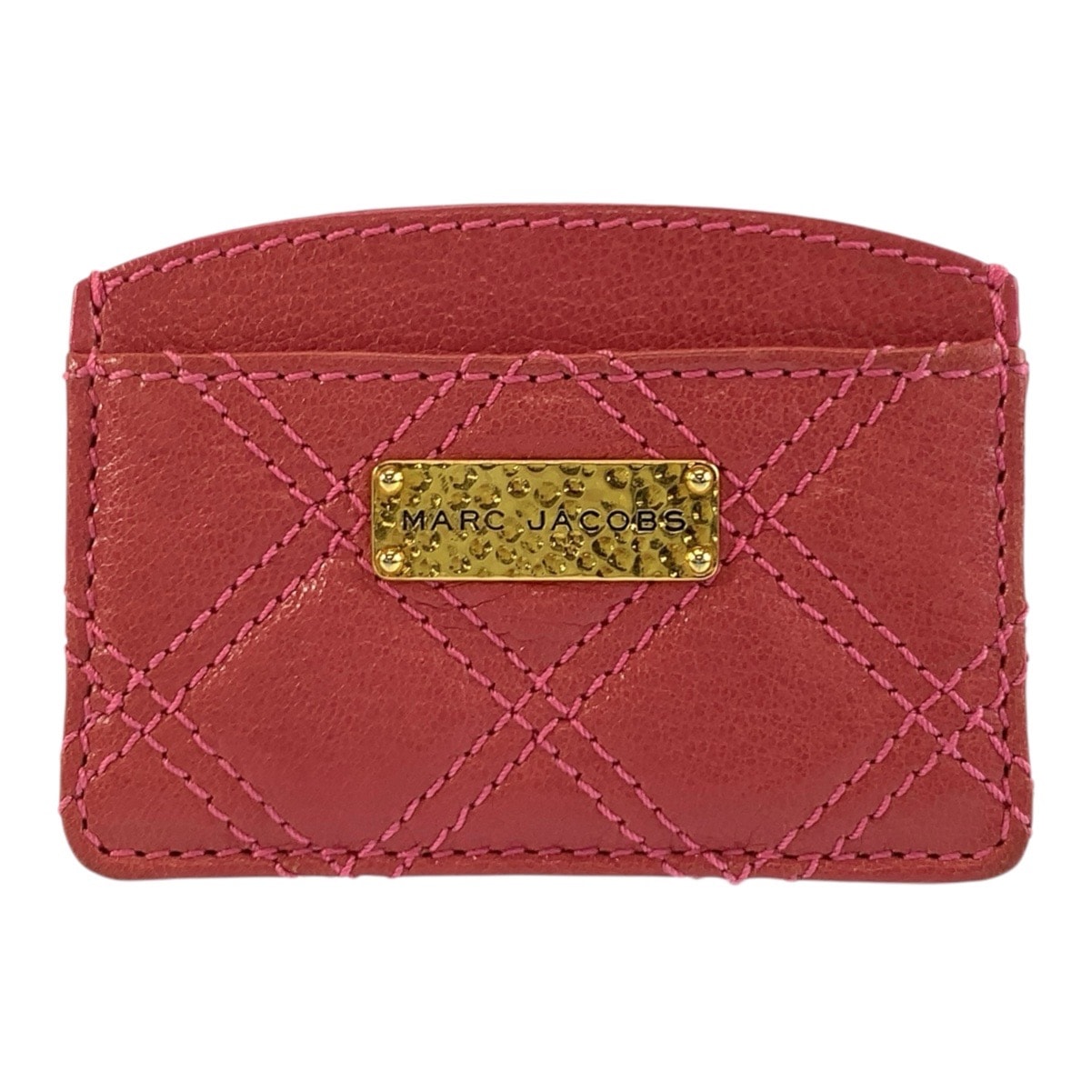 美品 MARC JACOBS マークジェイコブス キルティング ピンク ゴールド金具 レザー カードケース 名刺入れ 604056 【中古】