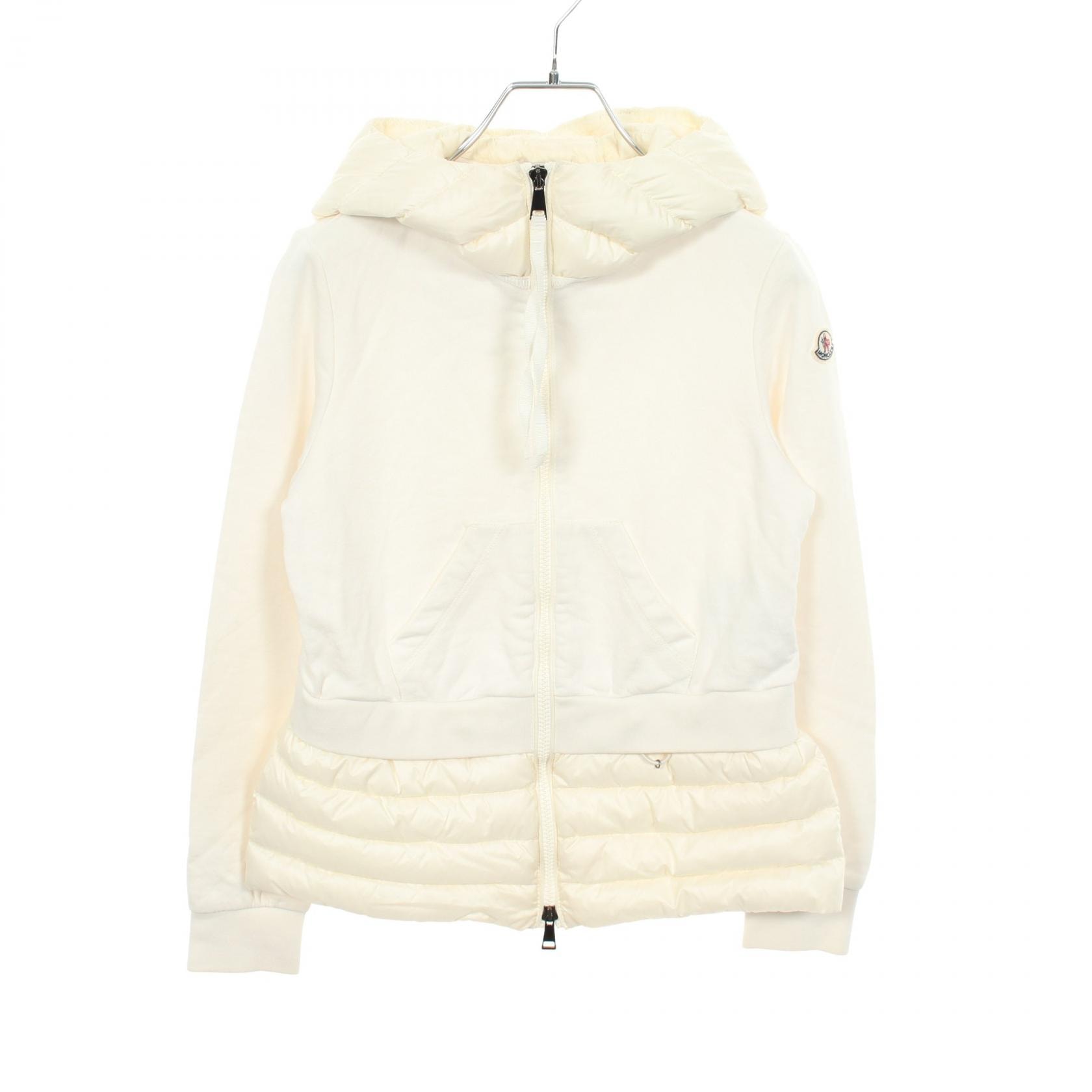 モンクレール MONCLER フード付き 切替 ダウンジャケット 衣料品 アウター ナイロン コットン レディース ホワイト系 8486900 【中古】